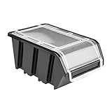 10 x Stapelbox mit Deckel Werkstatt Stapelkiste Sortierbox Box 100x155x70 Schwarz | stapelkisten...