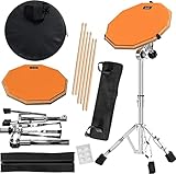 Slint Übungs Drum Pad Snare Drum Stand & Schlagzeug Sticks - Doppelseitiges 30 cm Drum Pad Set & 10...