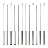 12 Stück 24 cm Fonduegabeln Edelstahl, 6 Farbe Schokofondue Gabeln mit Hitzebeständigem Griff,...