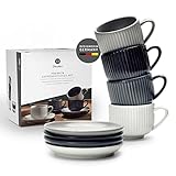 Diemker Premium Espressotassen Set (Mit Henkel & Untertasse) | Espresso Tassen 85ml, in vier Farben,...