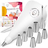 Happy Lemuro Premium Spritzbeutel mit Tüllen | 11-teilig | 8 große Spritztüllen mit Spritzsack...