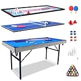 HLC 5 in 1 Klappbar Billardtisch/Pooltisch,Tischtennisplatten, Shuffleboard, Curling, Bowling,...