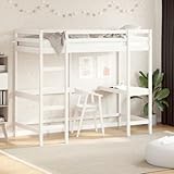 MOBCANT Hochbett mit Schreibtisch, Futonbett Einzelbett Familienbett Bettrahmen Geeignet für...