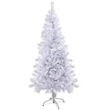 SunJas Weihnachtsbaum weiß, 120/150/180/210 cm Weiß, künstlicher Weihnachtsbaum, Kunsttanne mit...