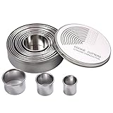 ZITFRI 12 Stück rund Ausstechformen Ringe Keksformen Edelstahl Circle Cookie Cutter 2,8 cm-11,5 cm...