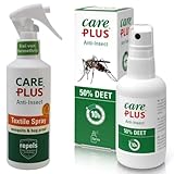 Care Plus Insektenschutz Bundle – DEET Mückenspray 50 % + Textilspray mit Icaridin (je...
