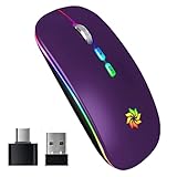 KBCASE LED Wireless Mouse Slim Silent Mouse 2.4G Rechargeable Wireless Computer Mouse Wireless Mouse...