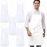 umboom 5 Stück Weiß Kochschürzen Set, Gastronomie Schürzen für Männer und Damen, Professionell...
