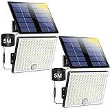 Solarlampen für Außen,Solarleuchte mit Bewegungsmelder,113 LED Solar Strahler IP65 Wasserdichte...