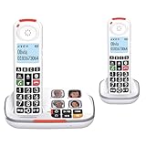 SWISSVOICE - Xtra 2355 Duo - DECT - Schnurloses Festnetztelefon - Große Tasten - Anrufbeantworter -...