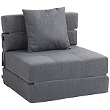 HOMCOM Schlafsessel Schlafsofa Sofabett Einzelsofa mit Waschbarem Kissen Grau 70cm x 70cm x 61cm