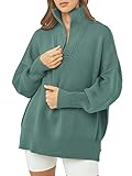 Generic Damen Pullover Slouchy Long Sleeve Sweatshirt Pullover mit geteiltem Saum und 1/4...