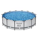 Bestway Steel Pro MAX Frame Pool Komplett-Set mit Filterpumpe Ø 427 x 107 cm, lichtgrau, rund