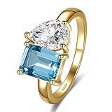 Yaresul Toi Et Moi Ring 925 Sterling Silber Damen Verlobungsring 14K Gold plattiert 1.5ct 6x8mm...