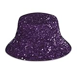 YYHHAOFA Funkelnder lila Glitzer-Bild reflektierender Fischerhut für Herren und Damen, lässig,...