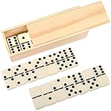 BELLE VOUS Komplettes D6-Domino Spiel Set mit Holzbox - 28-teiliges Premium-Domino Steine Set -...