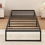 Yicensen Metallbett 90x200 cm, Metallbettgestell Einzelbett mit Stahllattenstütze, Einfache...