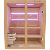 Dewello® Finnische Sauna Tofino 160x150 Kabine aus Hemlock Tannenholz mit 4,5KW HARVIA Ofen 2-3...