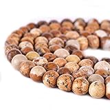 Yuncai 8 mm, 48 Stück, braunes Bild, natürlicher Jaspis, Edelstein, rund, lose Edelsteine,...