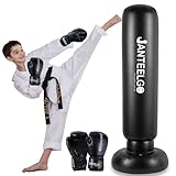 Boxsack für Kinder mit Boxhandschuhen: JanTeelGO 150cm Aufblasbarer Boxsack Kinder Stehend...