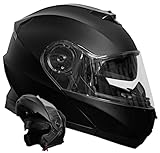 Klapphelm Integralhelm Helm Motorradhelm RALLOX 160-3 schwarz/matt mit Sonnenblende (S, M, L, XL)...