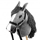 SKIPPI Hobby Horse Graues, Großes Steckenpferd A3, Hobby Horse mit einem Halfter und Zügeln im...