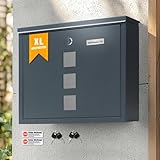 Zedelmaier XL personalisiert Briefkasten mit Edelstahl Namensschild Anthrazit Wandbriefkasten...