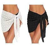 2 Stück Pareo Damen Strand – Bikini Rock, Strandtuch Damen mit Fransen, Chiffon Sarong für...