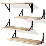 Qaxinmi Wandregal Holz und Metall, 4er-Set Schweberegale mit 3 Montagemöglichkeiten – Dekoregal...