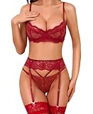RSLOVE Dessous Sets für Damen - Unterwäsche Frauen Sexy Set BH Set Damen Sexy Strapsen Dessous Set...