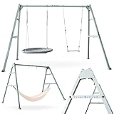 HyperMotion Doppelschaukel mit Stahlgestell und Zubehör - Storch Nestchen Hängematte Schaukel -...