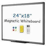VIZ-PRO Magnetisches Whiteboard/Trockentafel mit schwarzem Aluminiumrahmen, 60 x 45 cm, inklusive 1...