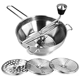 Navaris Passiergerät aus Edelstahl mit 3x Siebeinsatz - Passiermühle für Suppe Marmelade Baby...