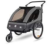 Tiggo VS Kinderanhänger 360° Drehbar mit Federung 2in1 Fahrradanhänger mit Buggy Set Jogger...