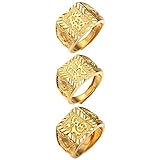 JewelryWe Schmuck 3pcs Herren-Ring Vergoldet Reich/Glück/Reichtum Band Siegelring Bandring...