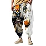 Baggy-Hippie-Hose für Herren, weite Beine, entspannte Passform, dehnbar, Hip-Hop-Hose, gerades...
