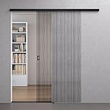 Mai & Mai Glasschiebetür komplettset Zimmertür Matt Schwarz, 90x205cm 8mm ESG-Sicherheitsglas...