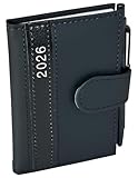 Taschenkalender 2026 A7 mit Kugelschreiber und Halterung in feiner Lederoptik, Terminplaner 2026 mit...