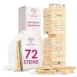 WeddingTree Holzturm als Gästebuch Hochzeit - Mit 72 Steinen, Aufbewahrungsbeutel und 3 Metallic...