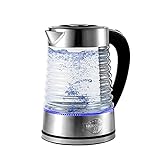 Podazz Wasserkocher Glas mit Upgrade Edelstahl Filter und Innendeckel, BPA Frei, 2,3 Liter, Kettle...