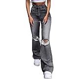 XUEBIN Jeanshose Damen Schlaghose Y2K Mode High Waist Bootcut Pant Weite Bein Stretch Skinny Jeans...