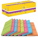 Post-it Super Sticky Notes, Packung mit 24 Blöcken, 90 Blatt pro Block, 76 mm x 76 mm, Farben:...