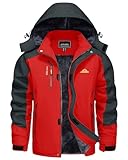 KEFITEVD Winterjacke Herren Wasserdicht Warm Skijacke Winter Jacke Outdoor Herrenjacke mit Kapuze...