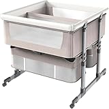 FairyHover Beistellbett Baby Zwillinge,Convertible Babybett für Co-Sleeping,Babys Reisebett Mit...