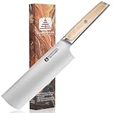 SANRENHUAL 18cm Nakiri-Messer, japanisches Kochmesser aus hochkohlenstoffhaltigem Edelstahl,...