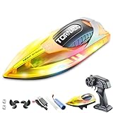HOVCEH Ferngesteuertes Boot, 2,4 GHz 15km/h High Speed RC Boot, Rennboot RC mit Led-Licht, Speed...