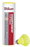 Wilson Badminton-Ball, Championship Shuttlecocks, 6-er Dose, 78 Grains, Gelb, Kunststoff/Naturkork,...