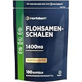 Flohsamenschalen Kapseln 1400mg | 180 VEGANE Kapseln | 750mg pro Kapsel | Ballaststoffe | Psyllium...