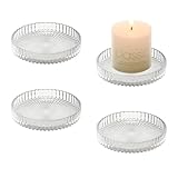 YoHyien 4 Stück Kerzenteller Glas 9 cm, Transparent Kerzenuntersetzer für Stumpenkerzen, Kerzen...
