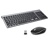 Tastatur Maus Set Kabellos - USB 2.4G Ergonomische QWERTZ Leise Funktastatur und Maus Wireless...